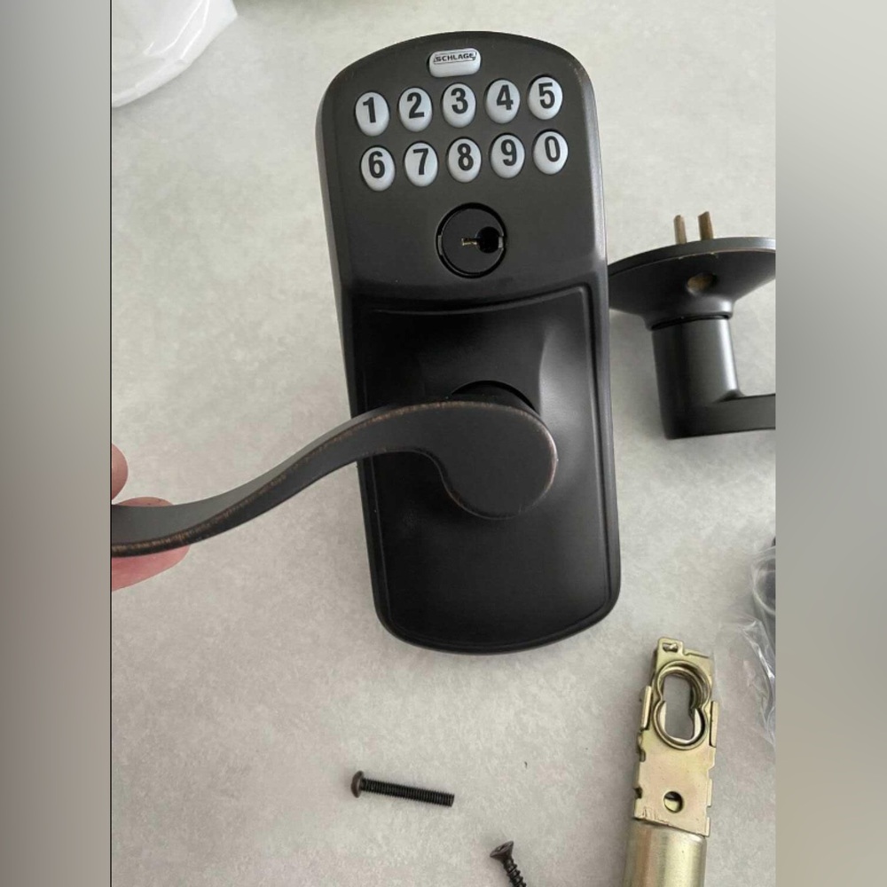 Set of 2 complete NEW black Schlage Plymouth keypad door AUTO-lock keyless entry